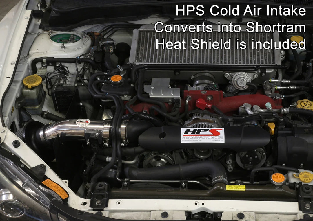 HPS Cold Air Intake Kit 2008-2014 Subaru WRX / STI 2.5L Turbo, Converts to Shortram