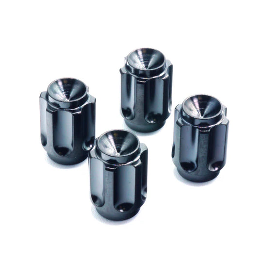 Dress Up Bolts Titanium Valve Stem Caps Gear Design Black