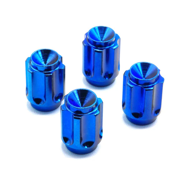 Dress Up Bolts Titanium Valve Stem Caps Gear Design Blue