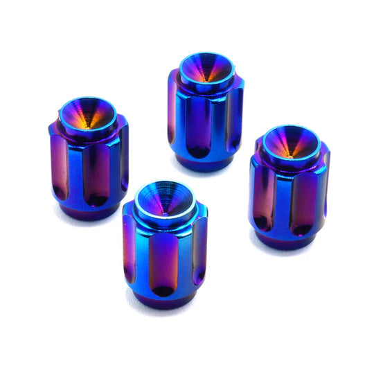 Dress Up Bolts Titanium Valve Stem Caps Gear Design Oil Slick