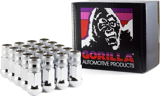 Gorilla Forged Steel Lug Nuts, Race, Conical Seat, 1/2 in.-20 RH, Open End, Chrome Steel, Set of 20