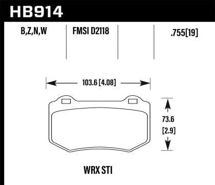 Hawk Performance HPS 5.0 Rear Brake Pads - Subaru STI 2018-2021