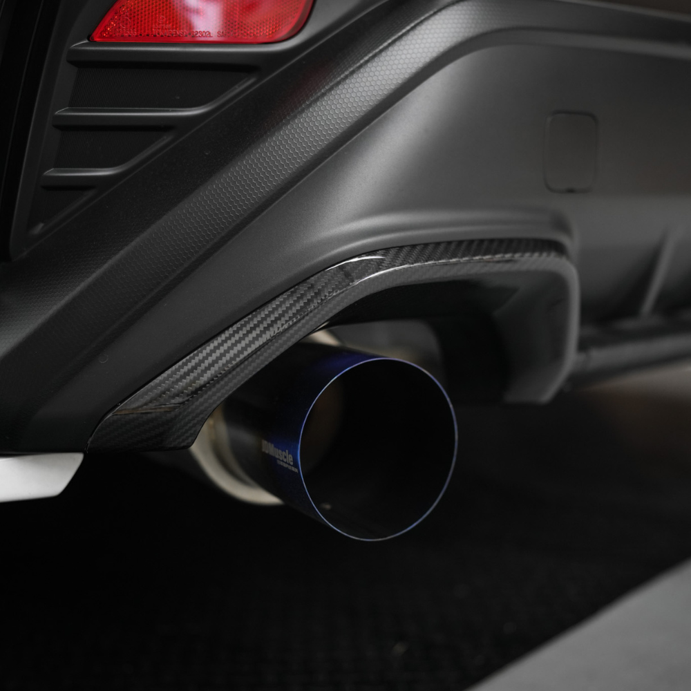 JDMuscle Tanso Dry Carbon Fiber Exhaust Finisher Trim Covers w/ Gloss Finish for Subaru WRX 2022-2024