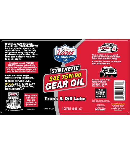 Lucas Synthetic SAE 75W-90 Gear Oil