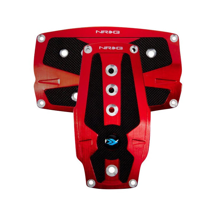 NRG Innovations Aluminum Automatic Pedal Set - Red with Black Rubber Insert