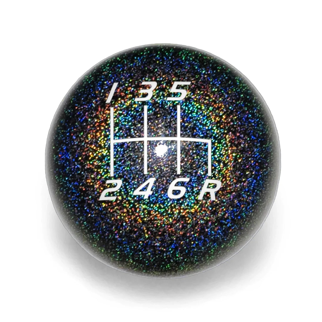 Billetworkz 6 Speed STI Shift Knob Velocity Engraving - STI Fitment - Weighted Rainbow Sparkle