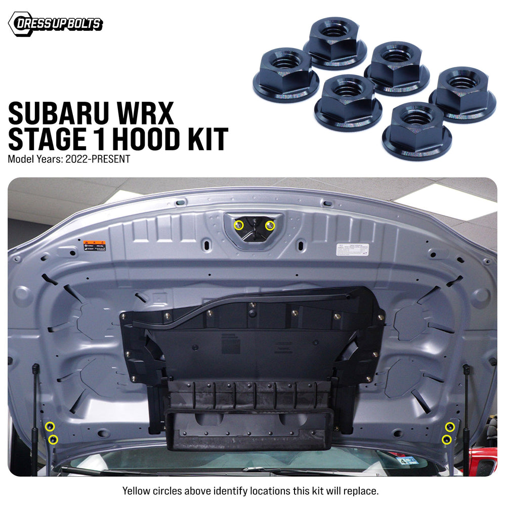 Dress Up Bolts Stage 1 Titanium Hardware Hood Kit - Subaru WRX (2022+)