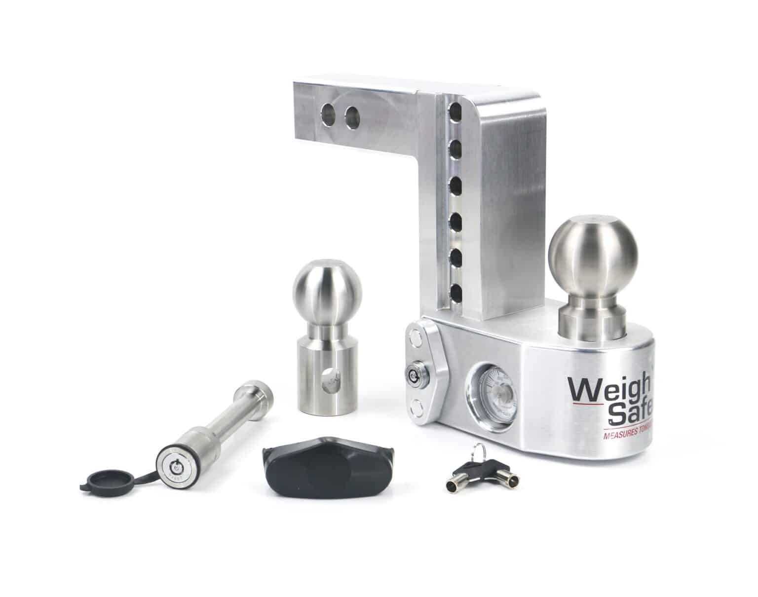 Weigh Safe Aluminum Adjustable Ball Mount Drop Hitch with Built-in Tongue Weight Scale