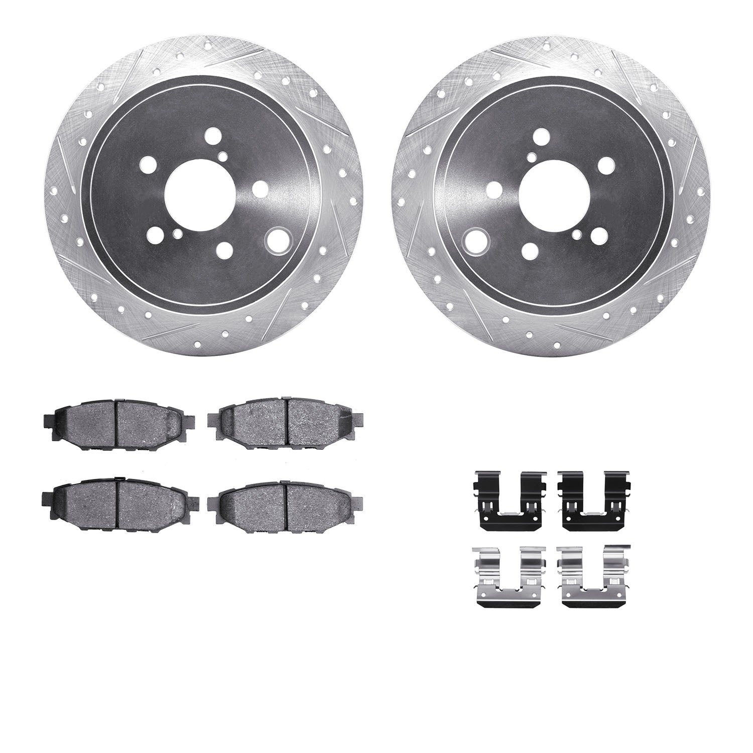 R1 Concepts E-LineSeries Brake Rotor D/S Silver w/Ceramic Pads Subaru BRZ 2015-13, Forester 2013-09, Impreza 2014-08, Legacy 2014-10, Outback 2014-10, WRX 2014-12