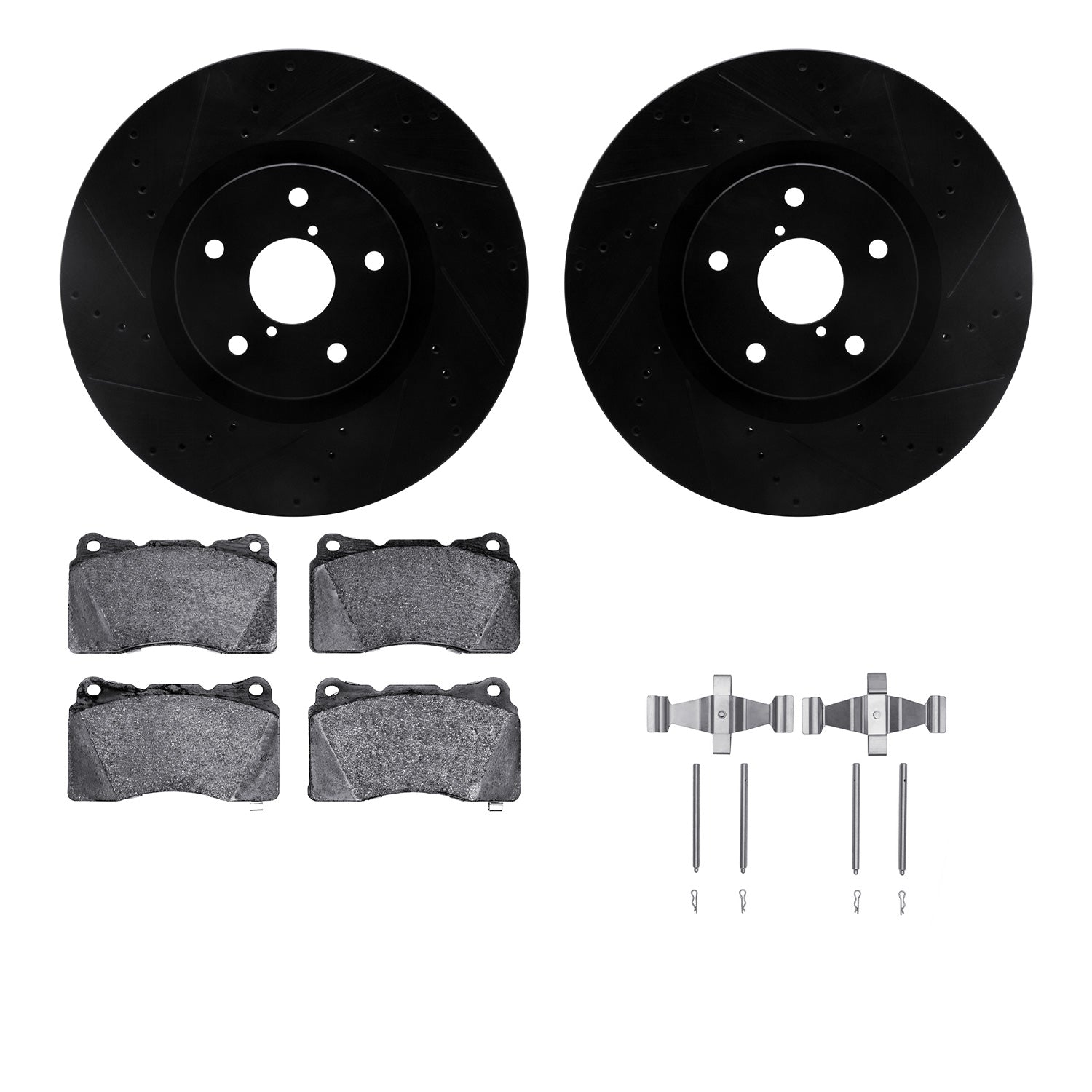 R1 Concepts E-Line Series Brake Rotor D/S Black w/Ceramic Pads Subaru Impreza 2014-05, WRX 2020, WRX STI 2017-13