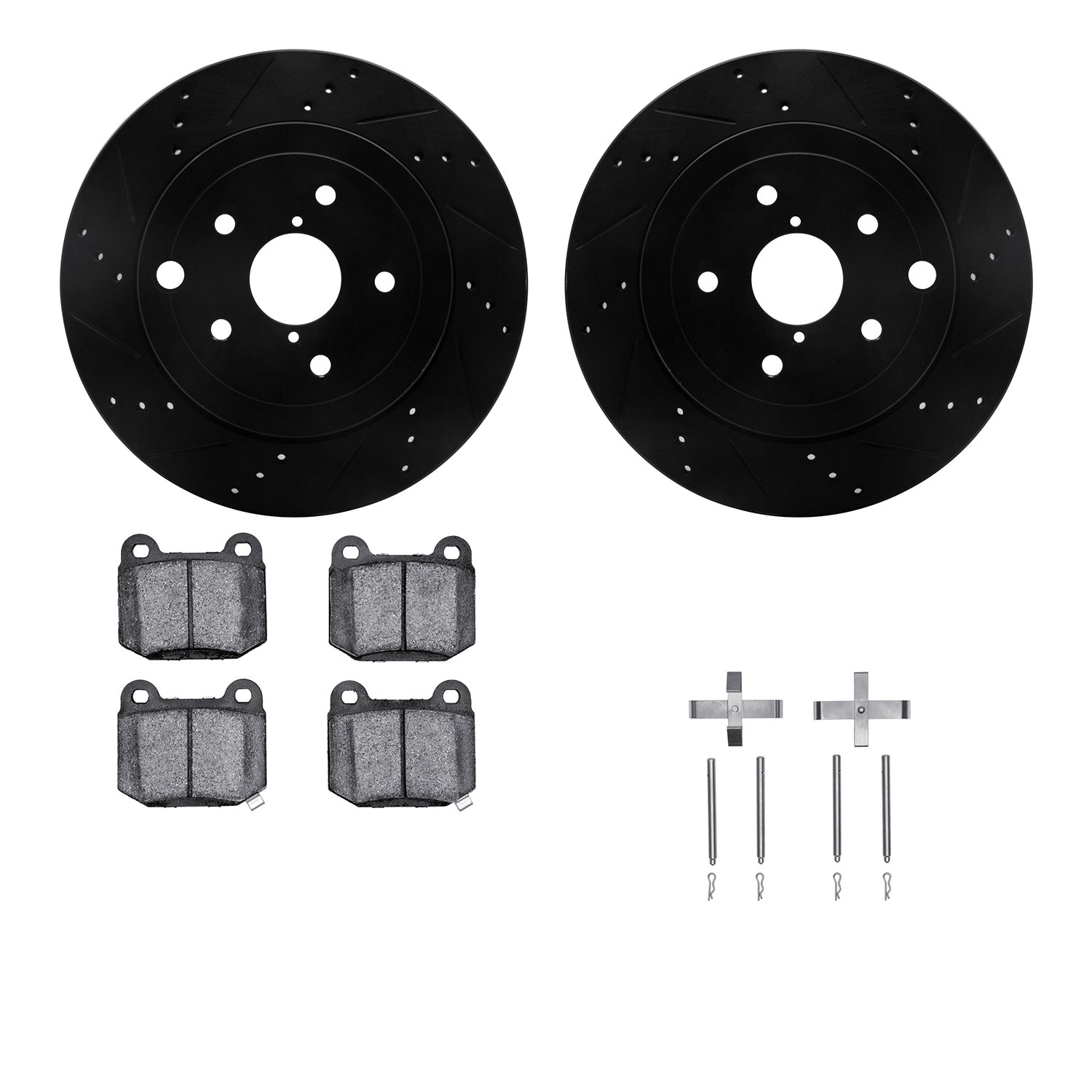 R1 Concepts E-Line Series Brake Rotor D/S Black w/Ceramic Pads Subaru Impreza 2014-08, WRX 2020, WRX STI 2017-13