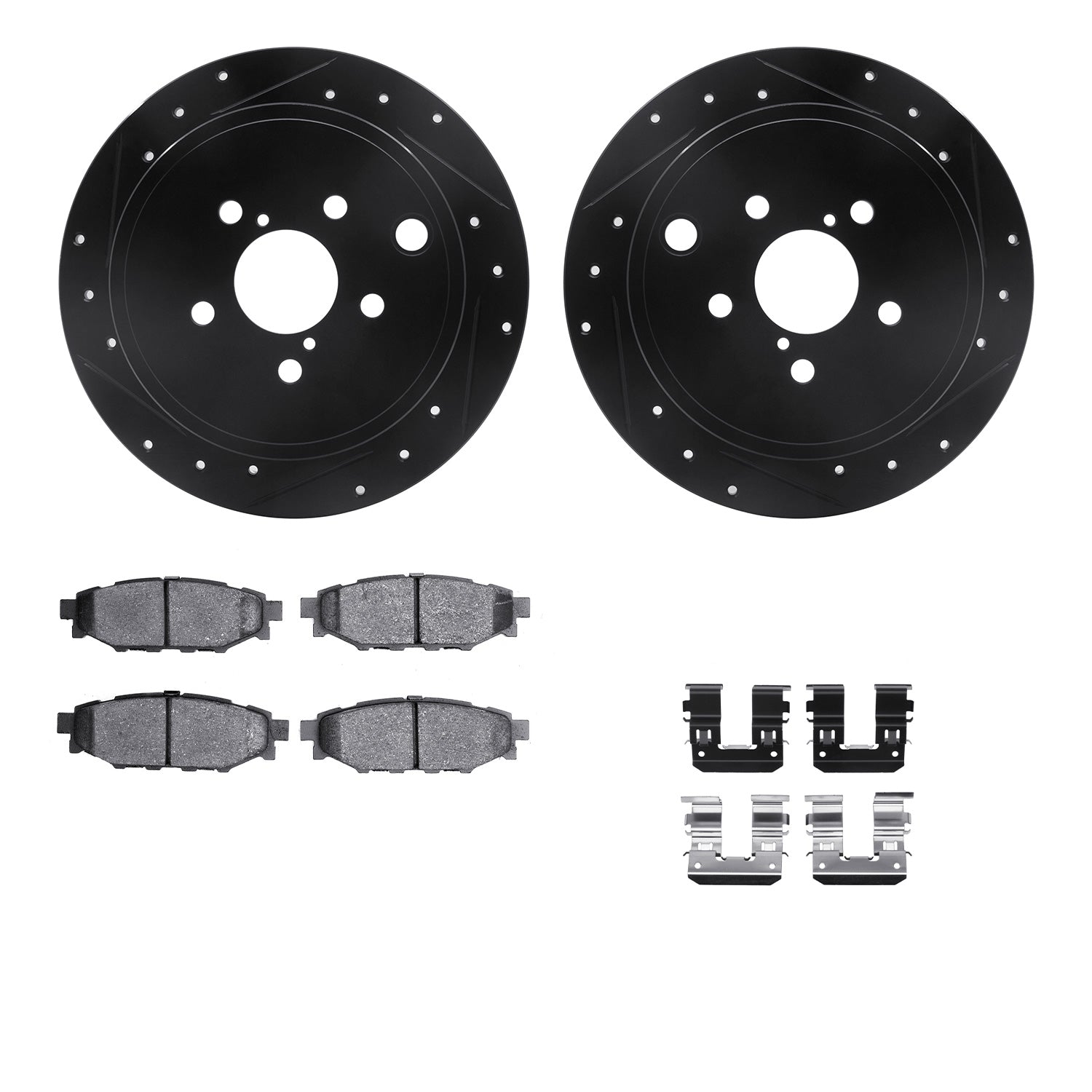 R1 Concepts E-Line Series Brake Rotor D/S Black w/Ceramic Pads Subaru BRZ 2015-13, Forester 2013-09, Impreza 2014-08, Legacy 2014-10, Outback 2014-10, WRX 2014-12