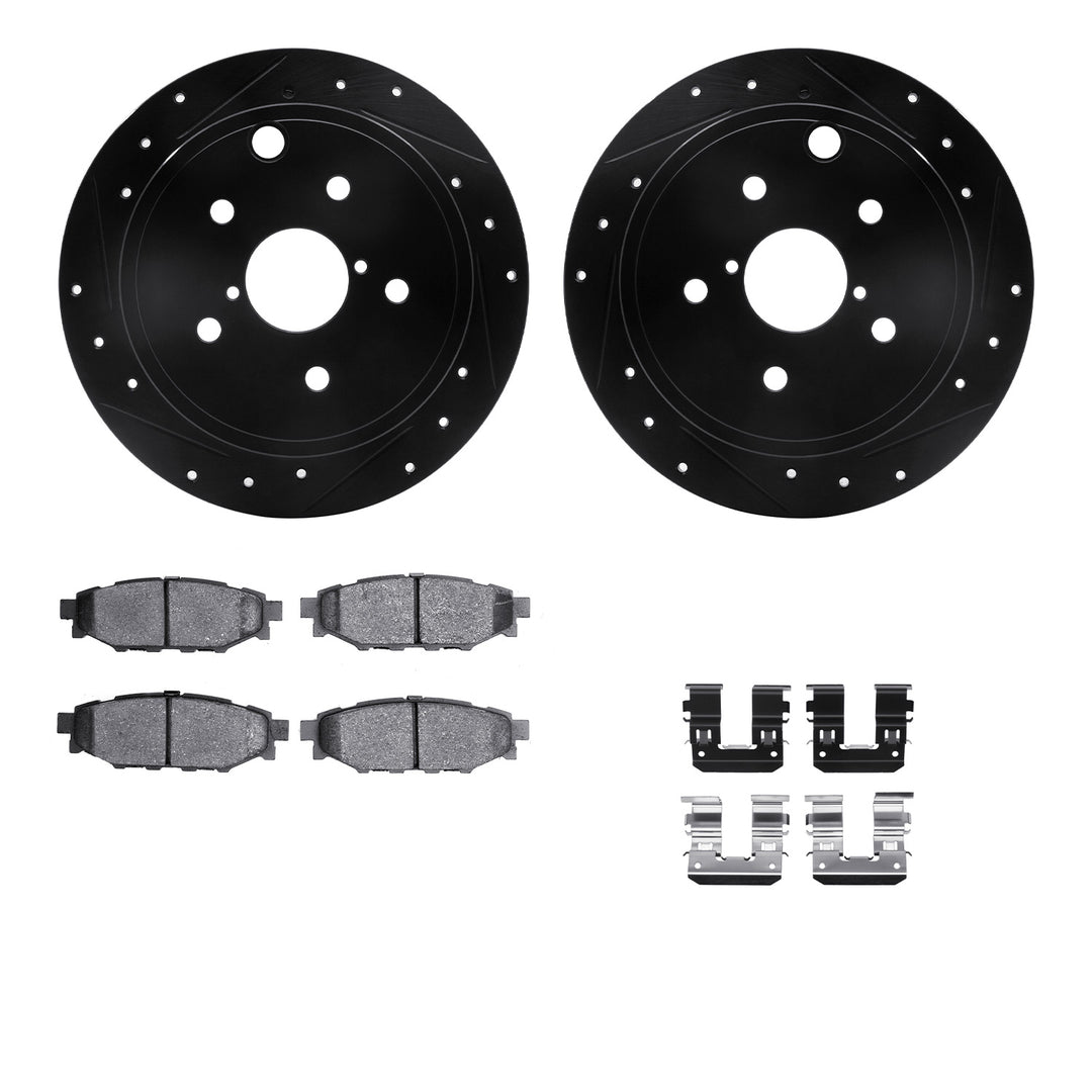 R1 Concepts E-Line Series Brake Rotor D/S Black w/Ceramic Pads Subaru WRX 2021-15