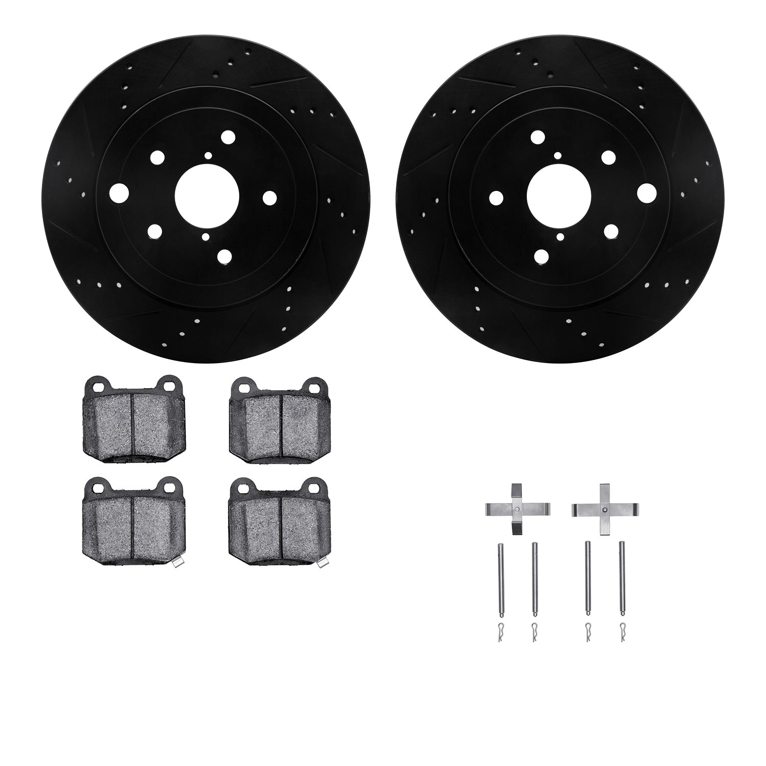 R1 Concepts Brake Rotors D/S Black w/Optimum OE Pads Subaru Impreza 2014-08, WRX 2020, WRX STI 2017-13