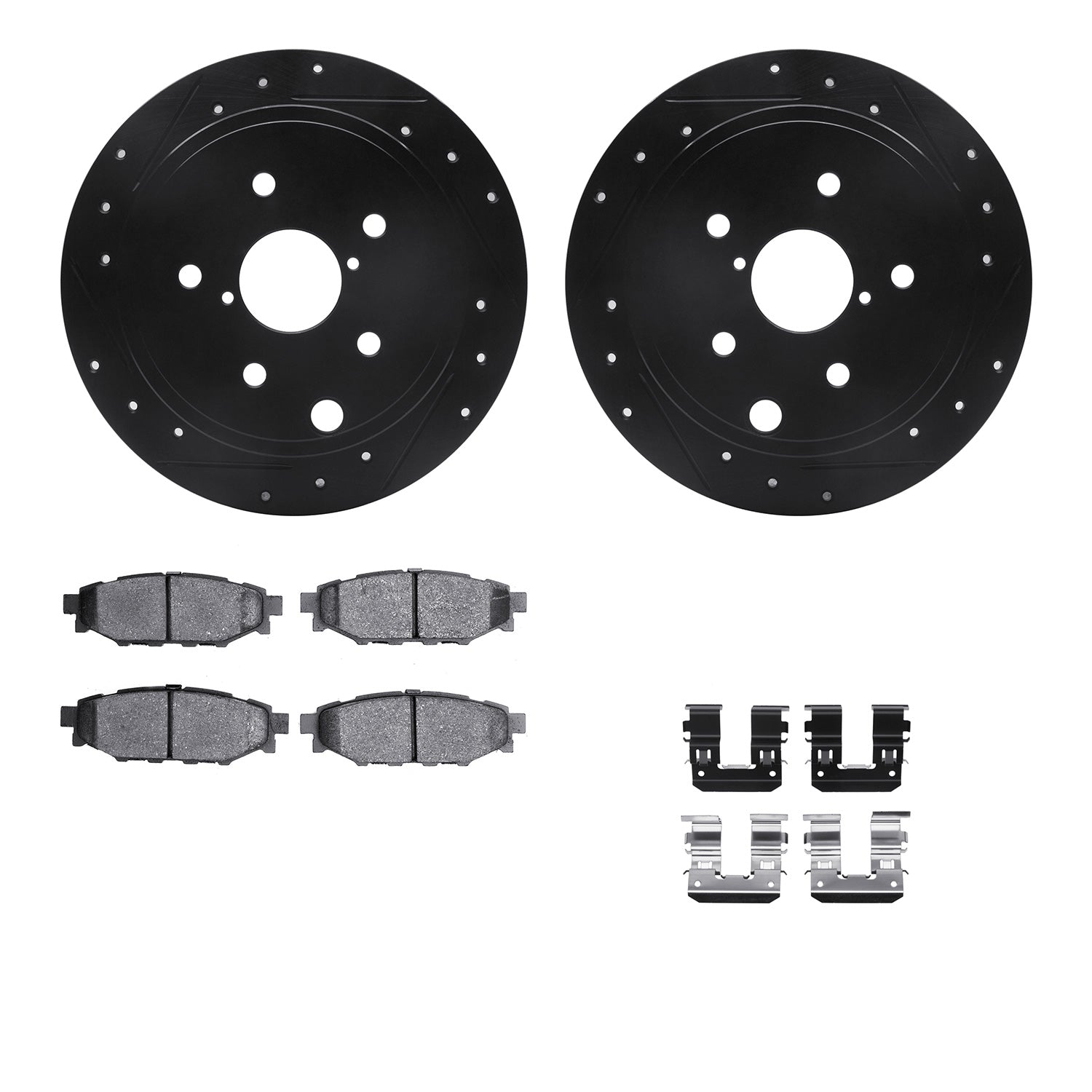 R1 Concepts Brake Rotors D/S Black w/Optimum OE Pads Subaru WRX 2021-15