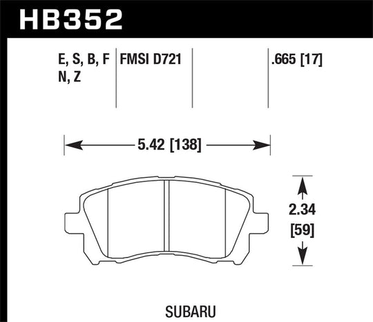 Hawk Performance HPS 5.0 Front Brake Pads - Subaru WRX 2002 WRX / 2.5RS 1999-2001