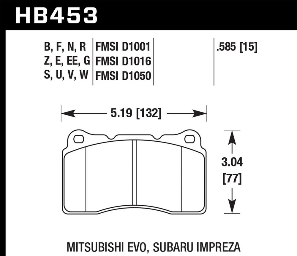 Hawk Performance DTC-80 Front Brake Pads - Subaru STI 2004-2017 / Mitsubishi Evo / OEM Brembo Applications