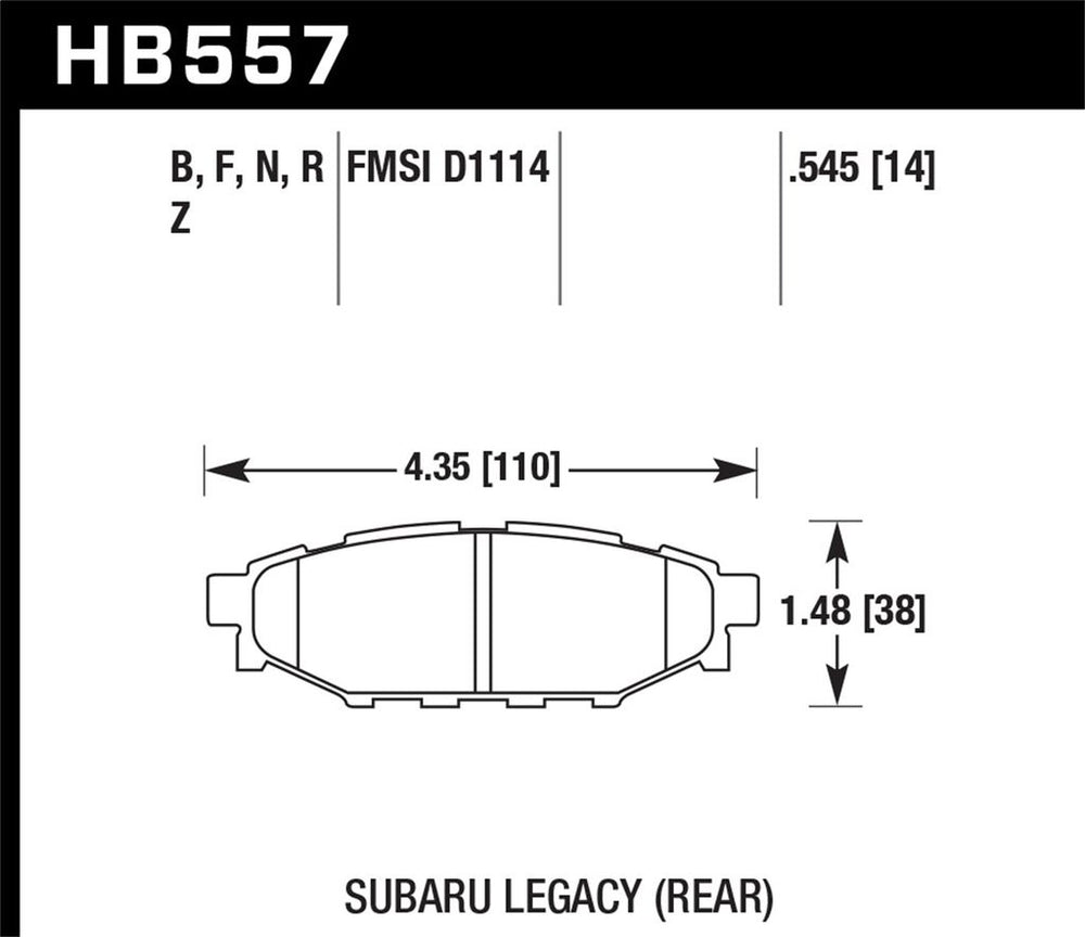 Hawk Performance HPS Rear Brake Pads - Subaru WRX 2008+ / BRZ 2013+