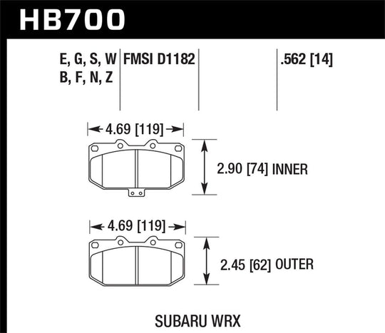 Hawk Performance HPS Front Brake Pads Subaru WRX 2006-2007