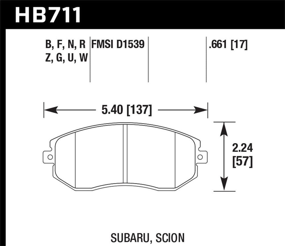 Hawk Performance DTC-80 Front Brake Pads Subaru WRX 2011-2014 / BRZ 2013+ / FR-S 2013-2016