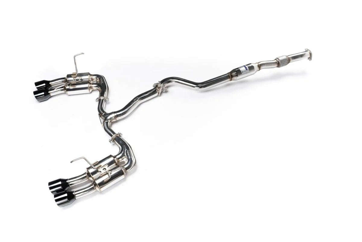 Invidia Gemini R400 Stainless Steel Catback Exhaust w/ Signature Series Black Quad Tips 2022-2024 WRX