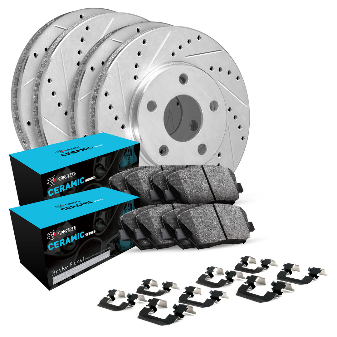 R1 Concepts E-Line Series Brake Rotor D/S Silver w/Ceramic Pads Subaru Forester 2013-10, Impreza 2014-11, Legacy 2014-13, Outback 2014-13, WRX 2014-12