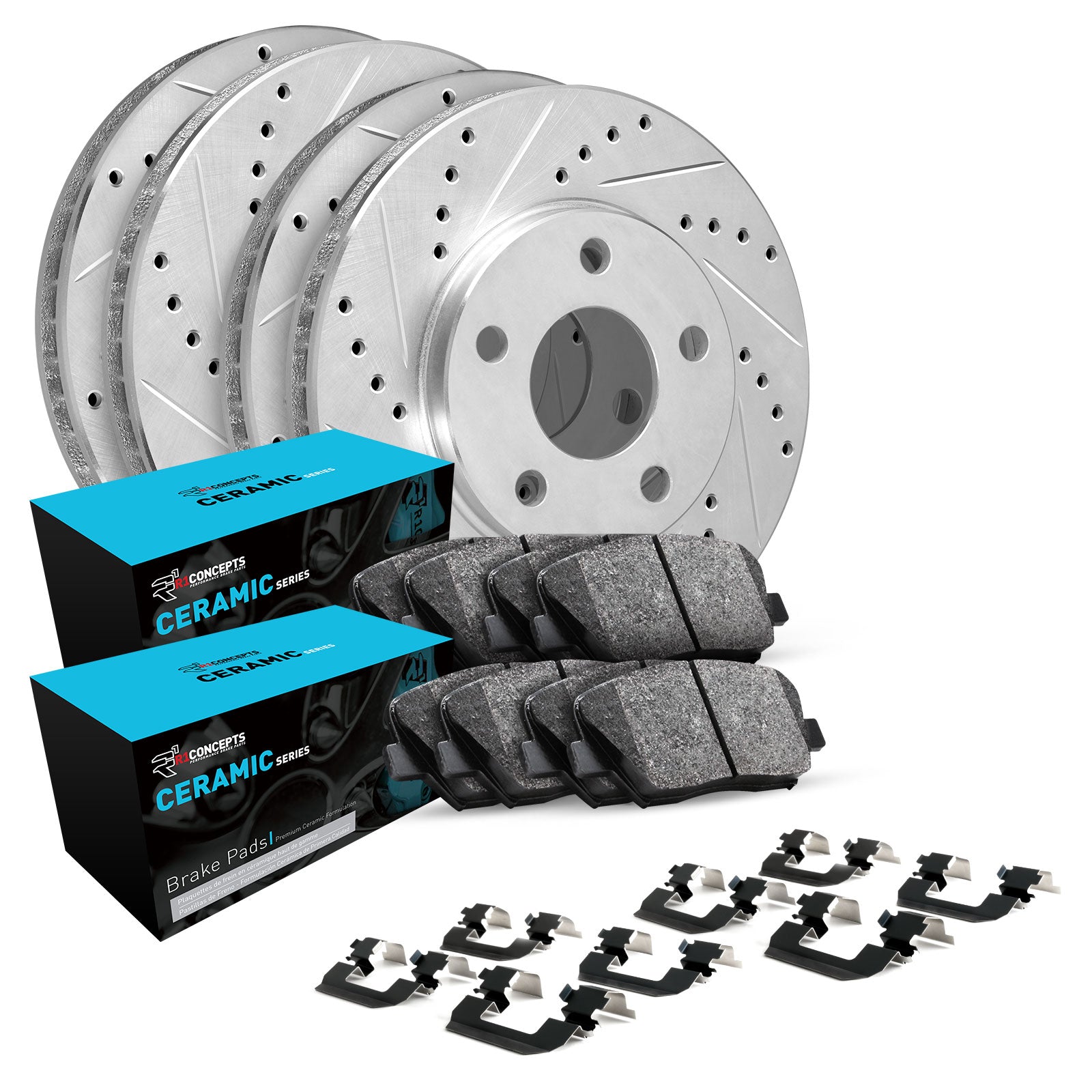 R1 Concepts E-Line Series Brake Rotor D/S Silver w/Ceramic Pads Subaru Forester 2013-10, Impreza 2014-11, Legacy 2014-13, Outback 2014-13, WRX 2014-12