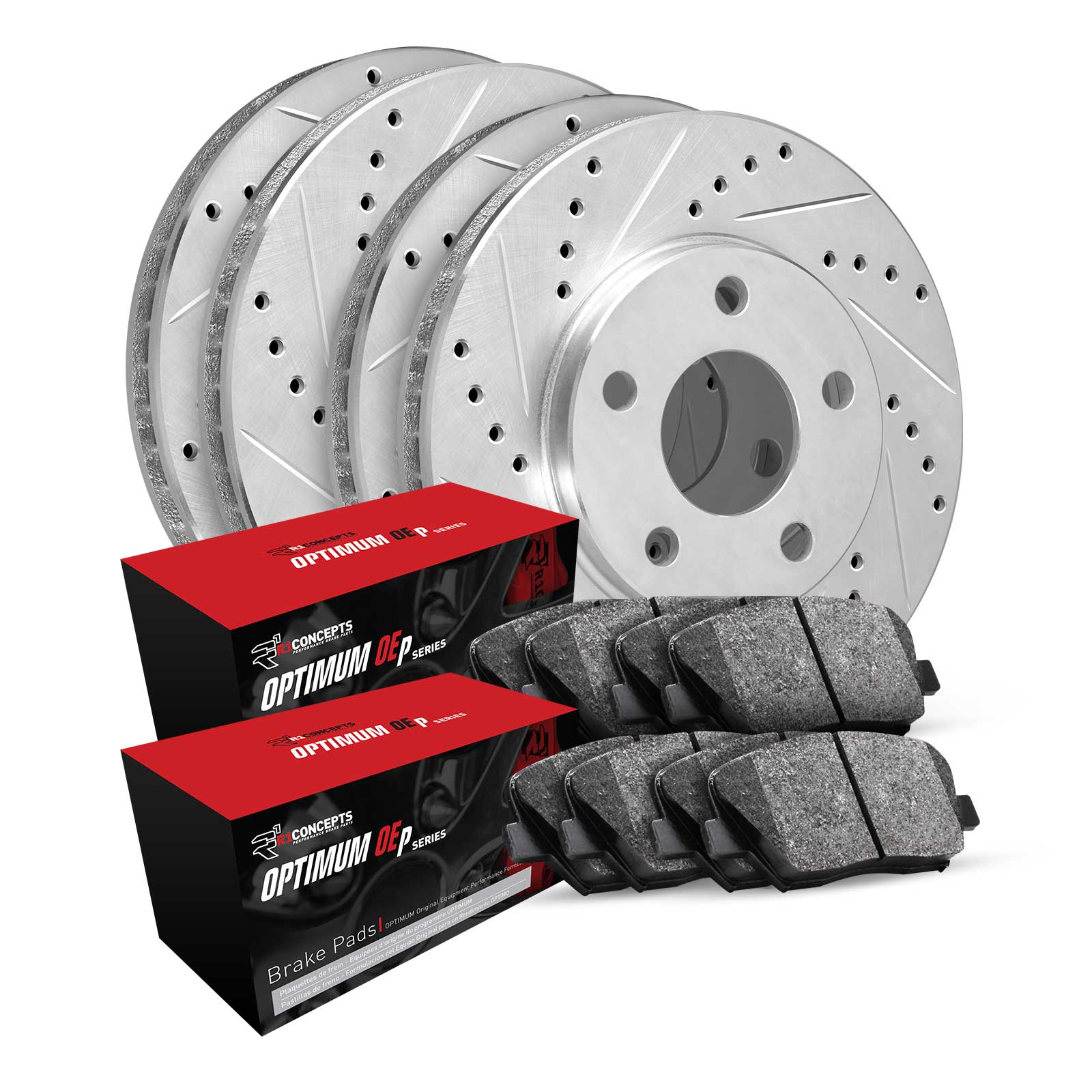 R1 Concepts Brake Rotors D/S Silver w/Optimum OE Pads Subaru Forester 2013-10, Impreza 2014-11, Legacy 2014-13, Outback 2014-13, WRX 2014-12