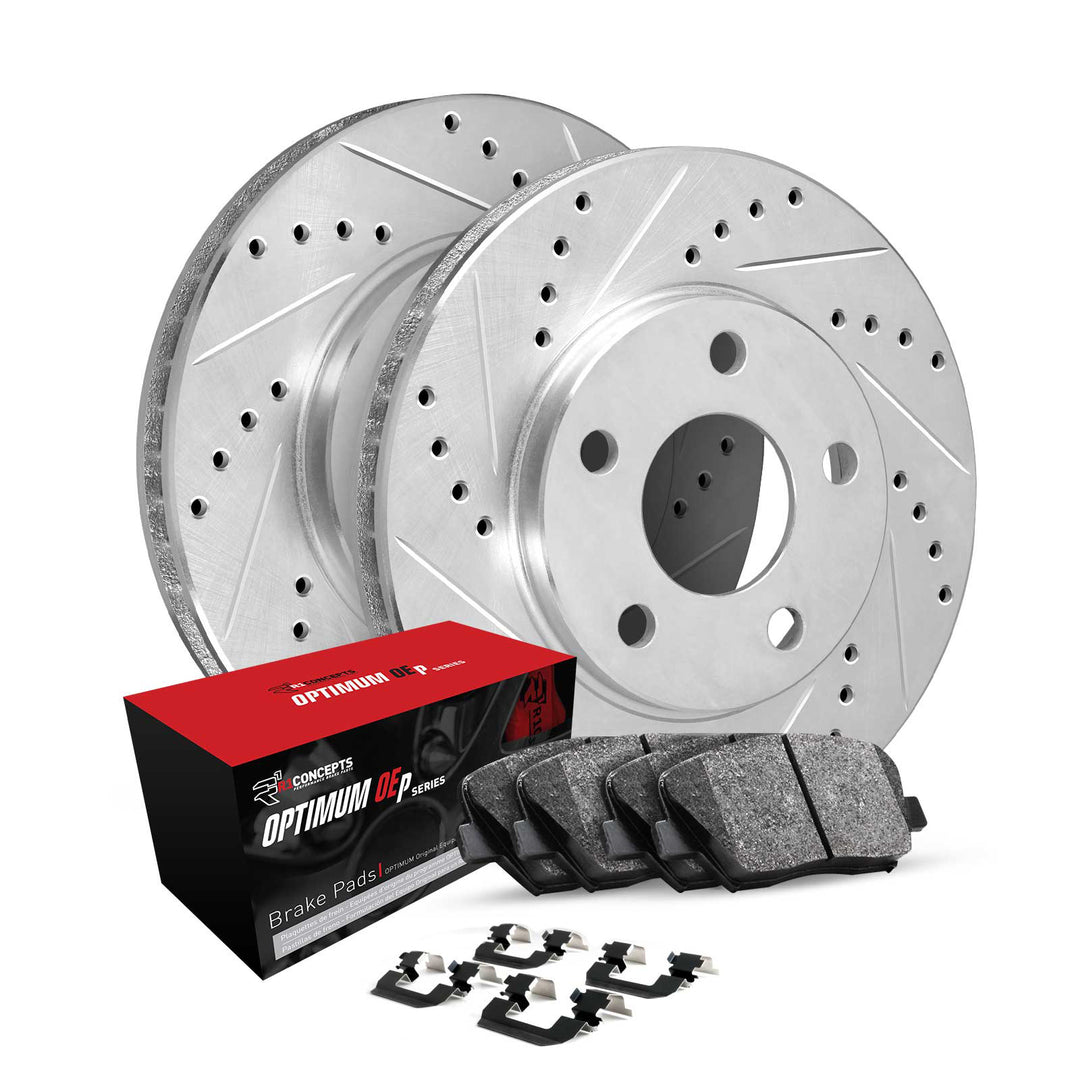 R1 Concepts Brake Rotors D/S Silver w/Optimum OE Pads Subaru WRX 2021-15