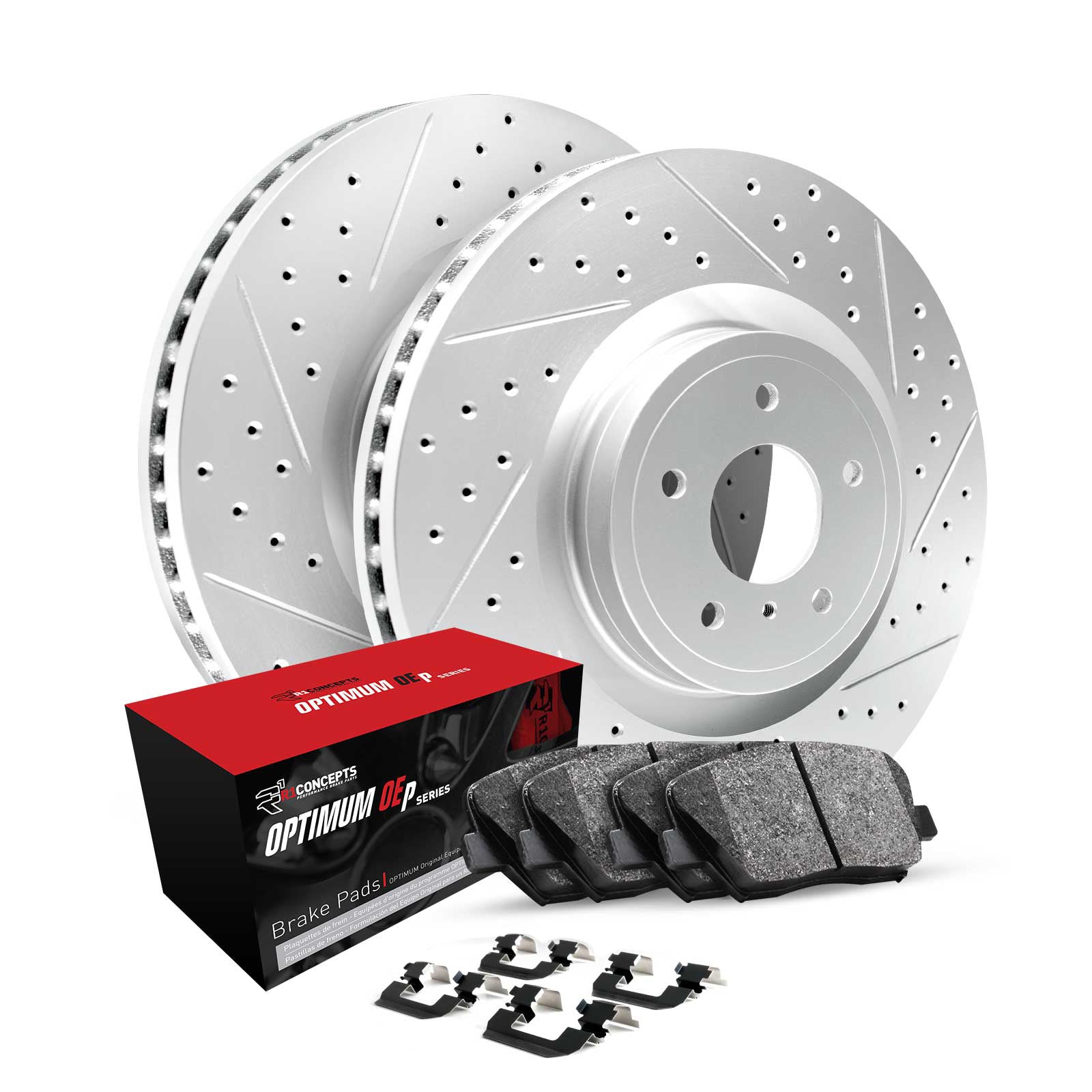 R1 Concepts Brake Rotors Carbon Coated D/S w/Optimum OE Pads Subaru B9 Tribeca 2007-06, Legacy 2019-15, Outback 2019-15, Tribeca 2014-08, WRX 2021-15